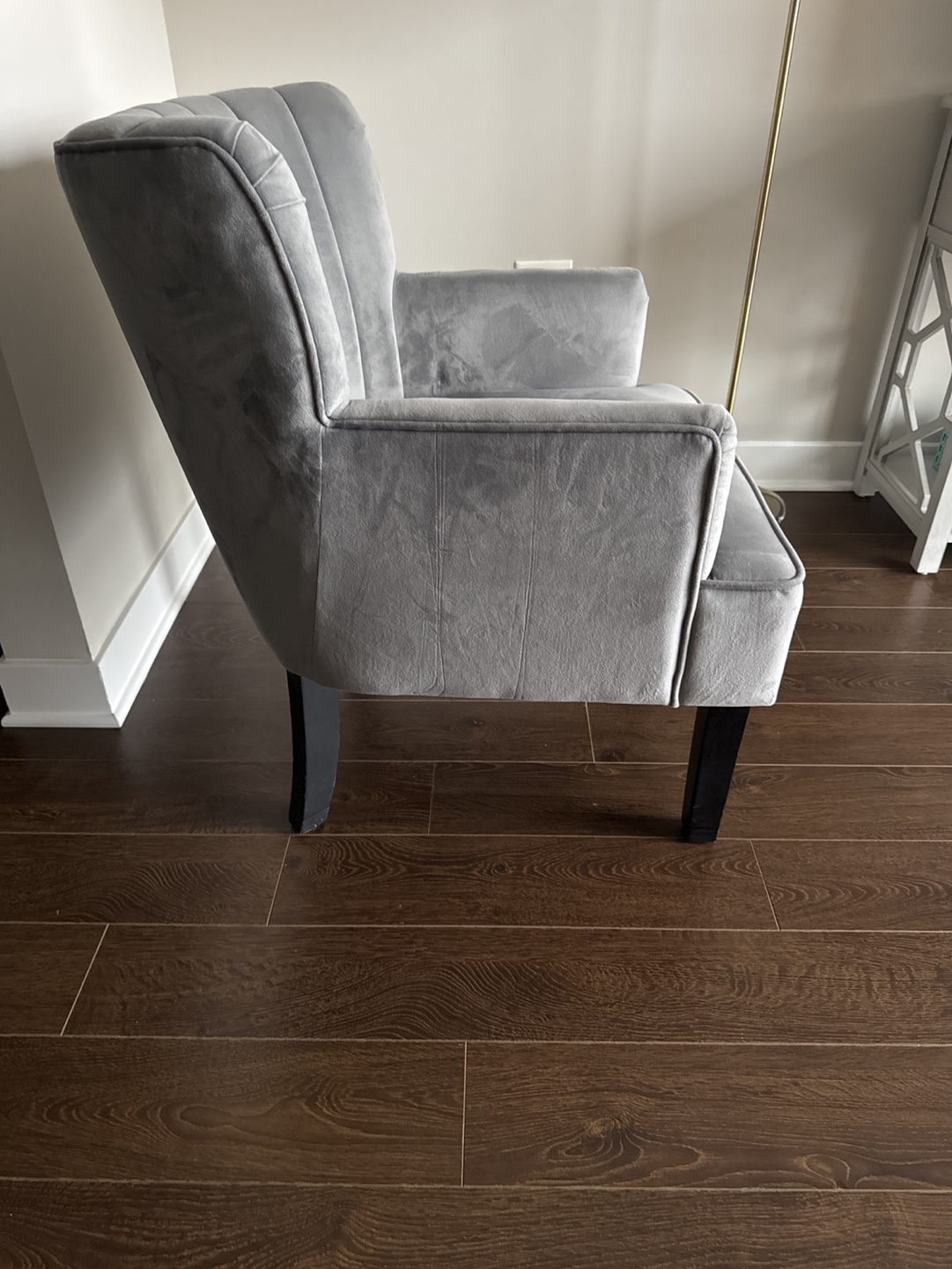 Gray Velvet Accent Chair - photo 3