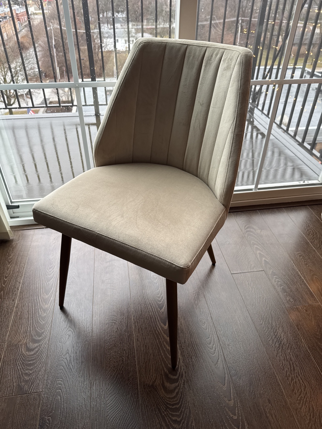 Beige Velvet Dining Chair