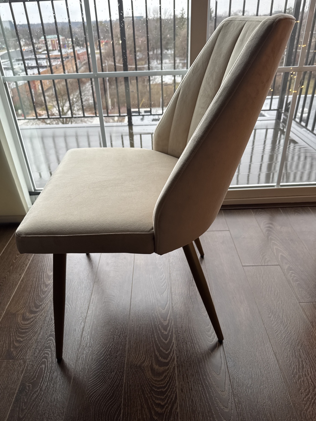 Beige Velvet Dining Chair - photo 5