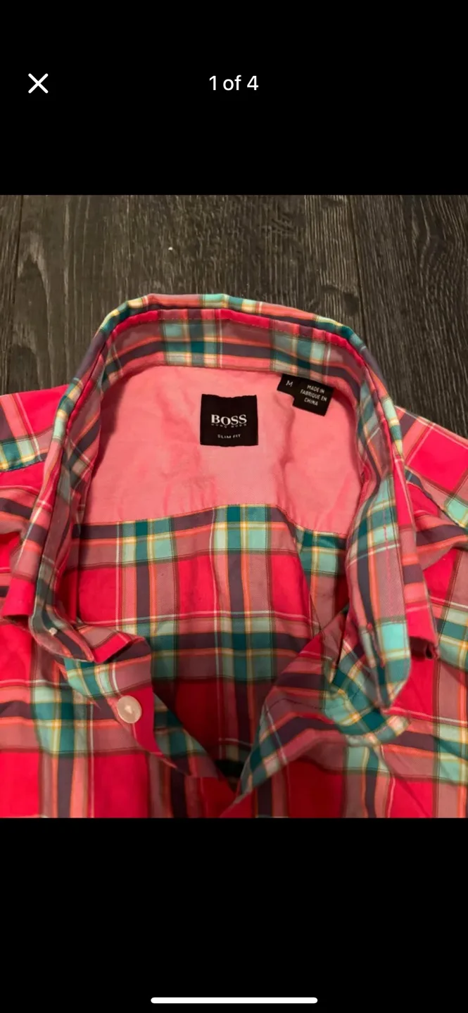 BOSS Hugo Boss Men's Plaid Dress Shirt Med thumbnail
