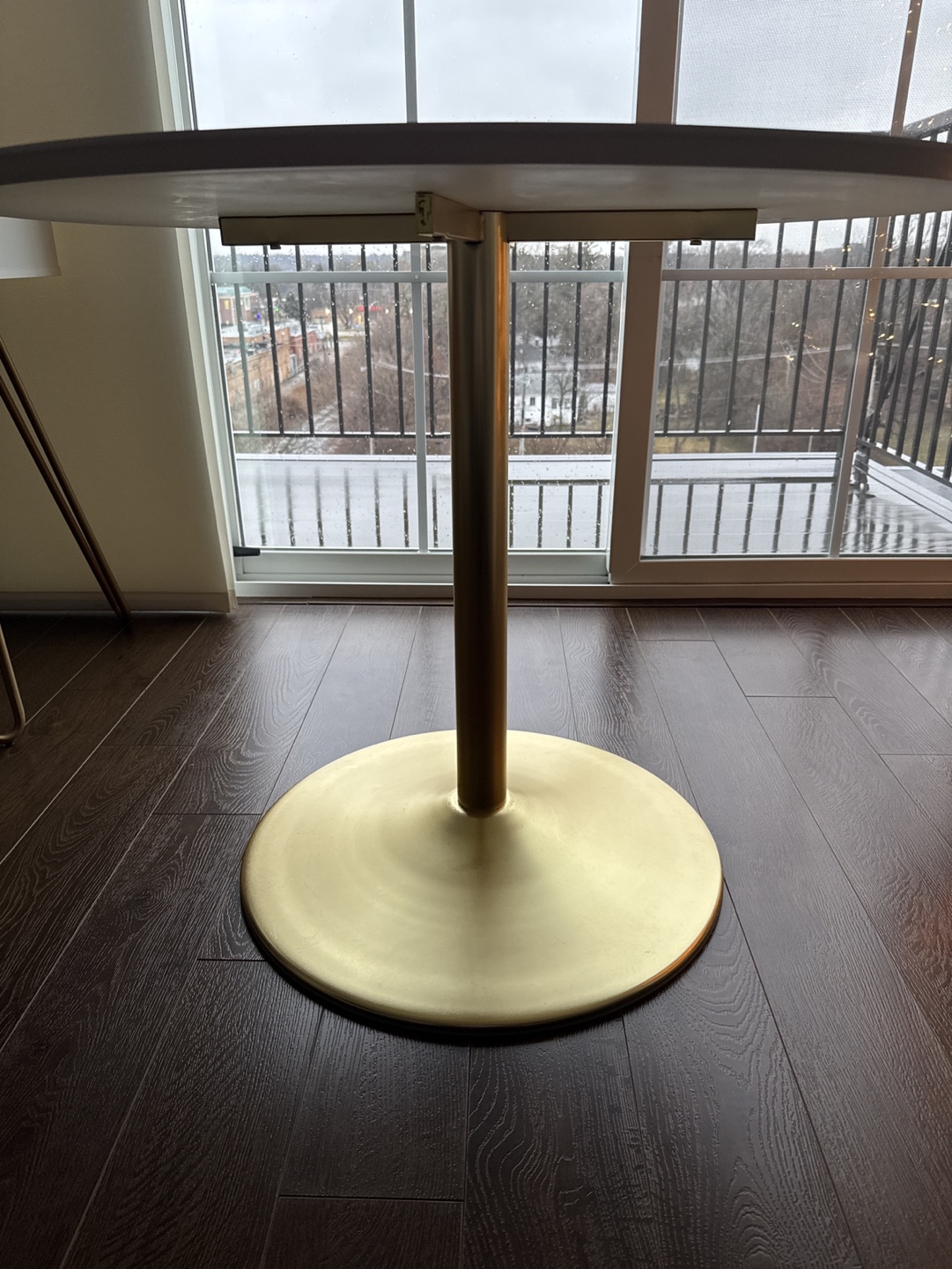Round White Dining Table with Gold Base - photo 3