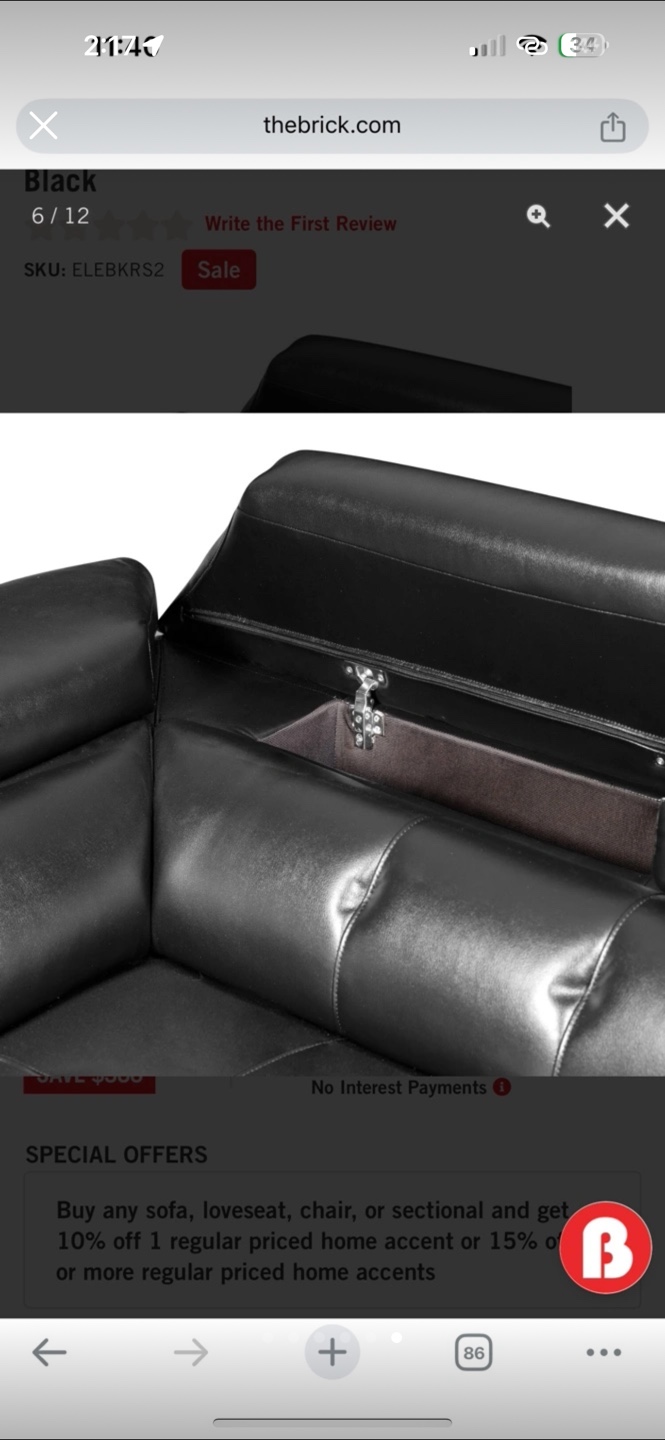 Black Leather Sectional Sofa - photo 3