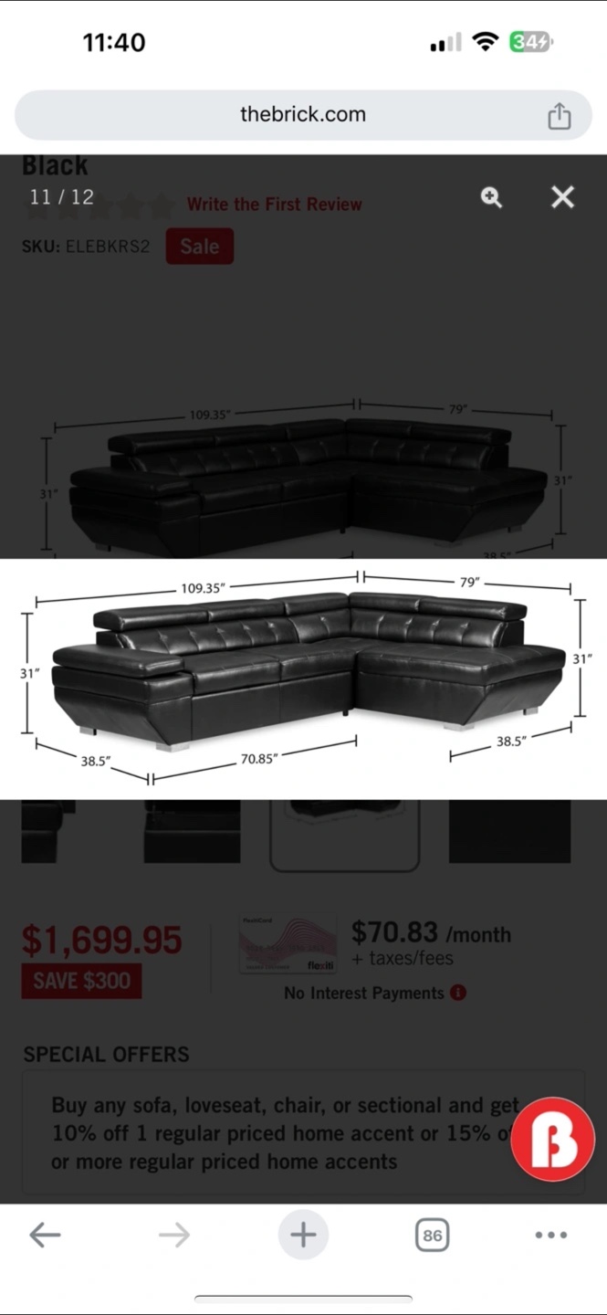 Black Leather Sectional Sofa
