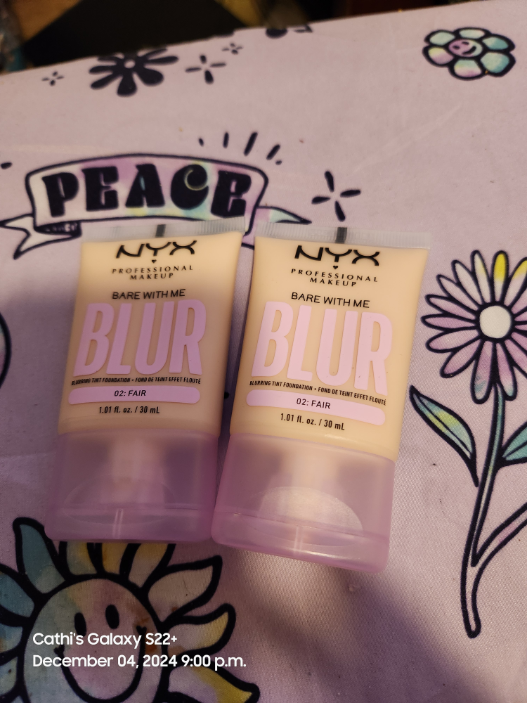 NYX Bare With Me Blurring Tint Foundation - 02 Fair - 2 tubes