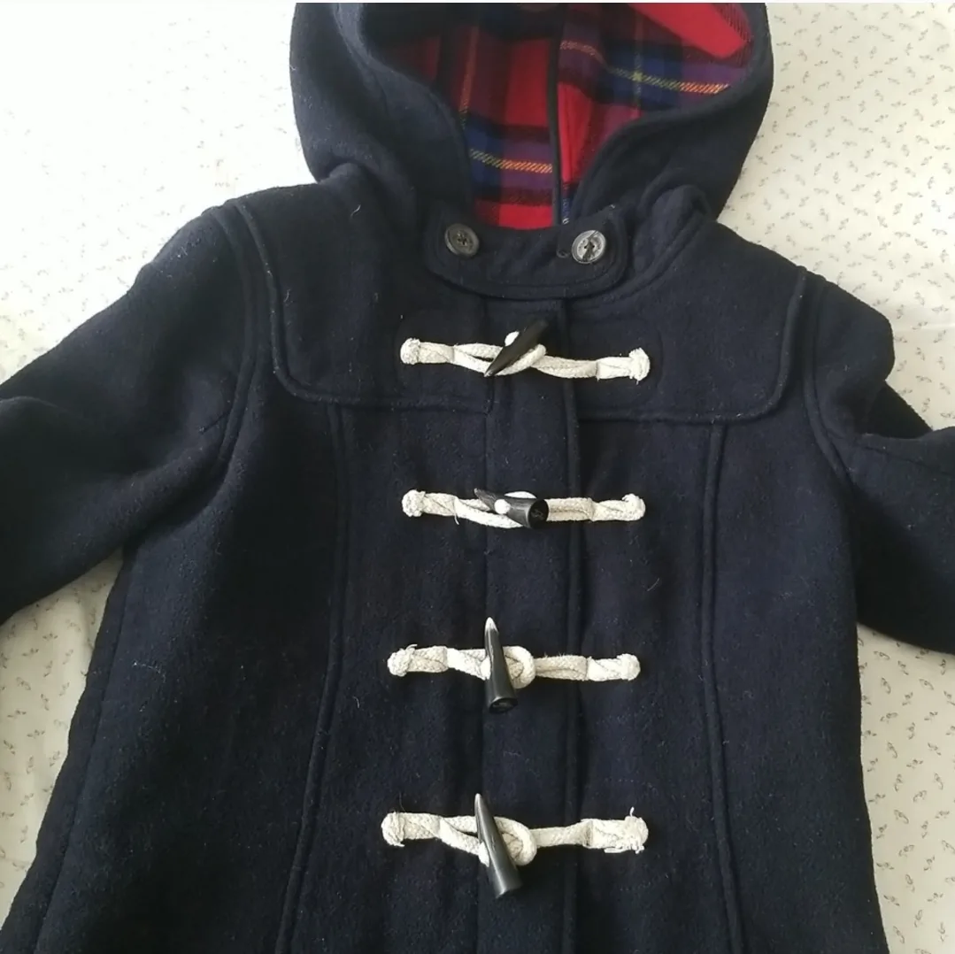 Hollister Preppy Navy Short Wool Trench Coat with Hood image indicator(3)