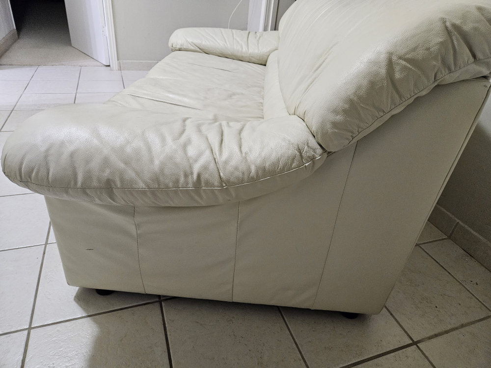 White Leather Loveseat - photo 3