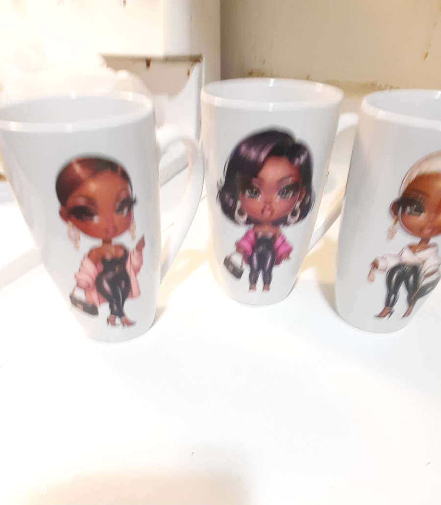 Set of 3 Mugs with Black Women Design