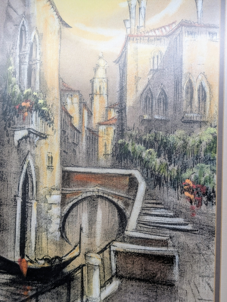 Vintage Framed Artwork of Gondola in Venice #ThriftyPicks - photo 3