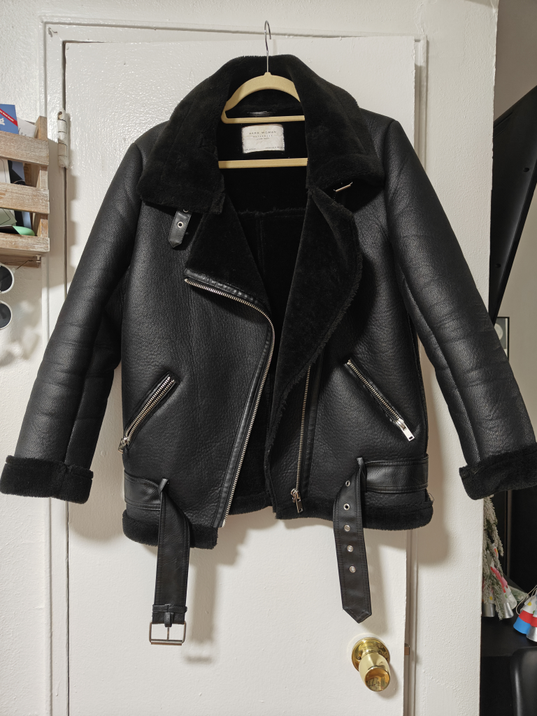Zara Woman Faux Leather Aviator Jacket