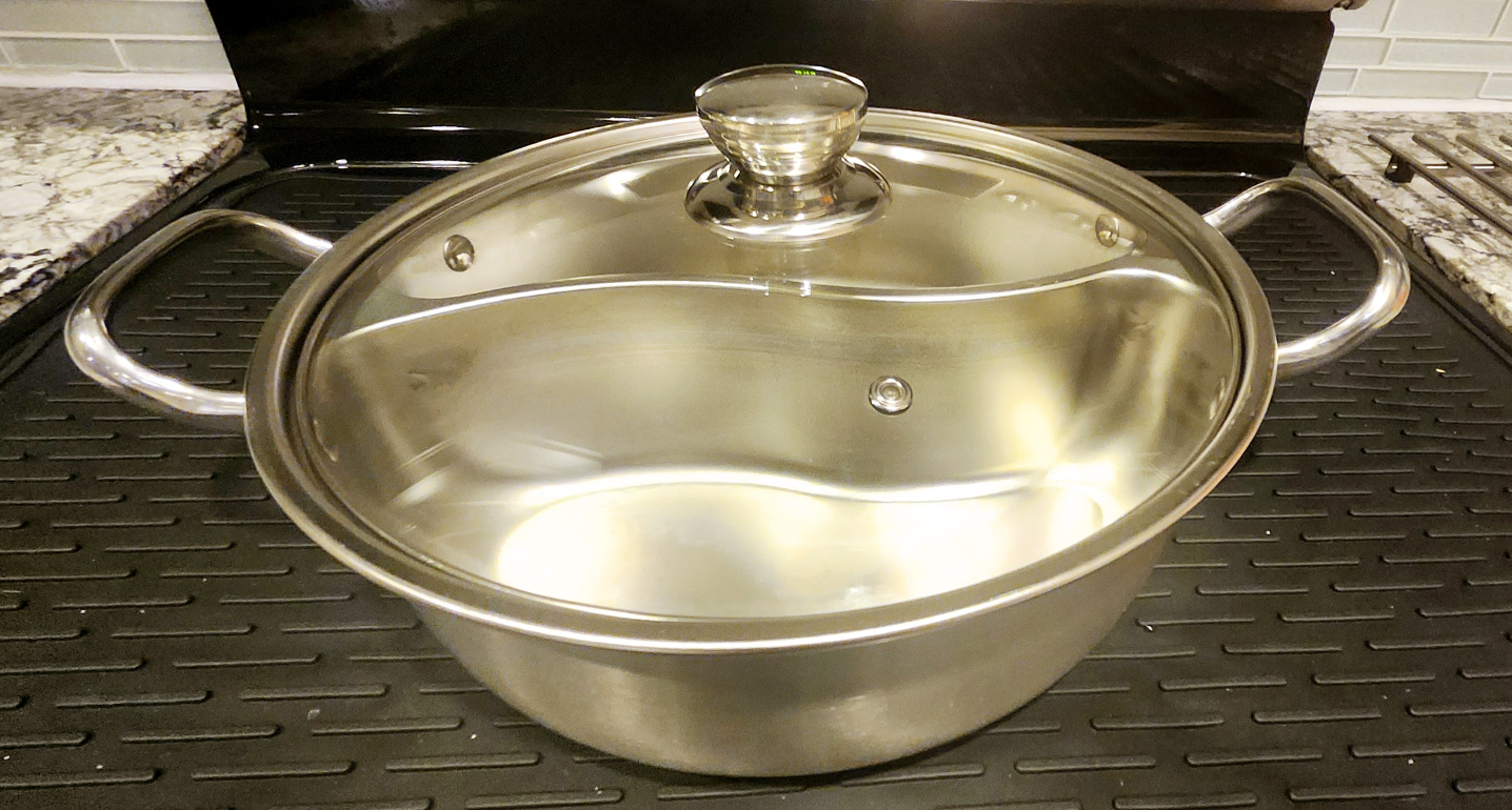 Stainless Steel Dual-Flavor Hot Pot with Lid,  12" diameter