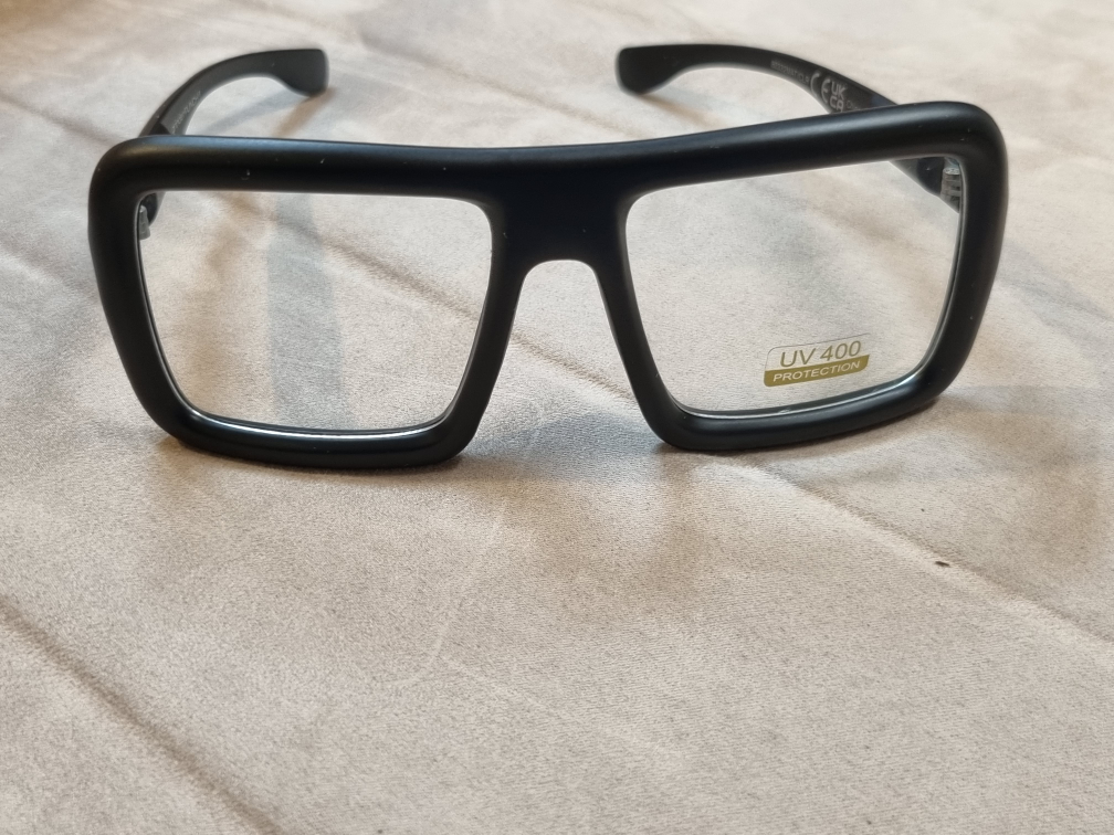 GrinderPunch UV400 Clear Eyeglasses w/ Cute Black Frame