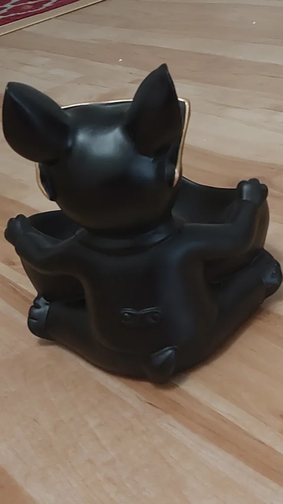 BNIB Cute Bulldog Couple Heart-Shaped Dish- green & black image indicator(8)