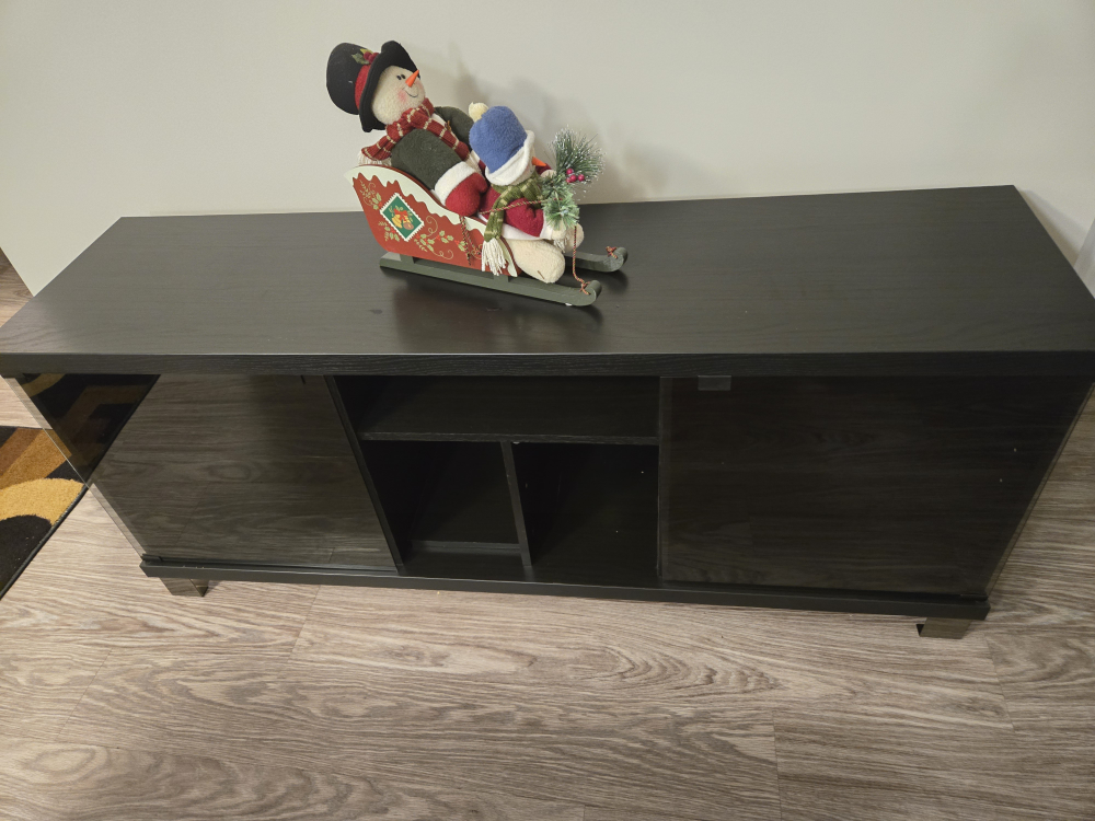 Black TV Stand with Glass Doors