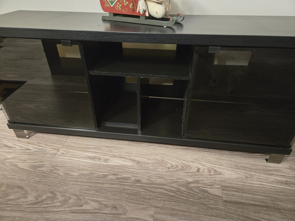 Black TV Stand with Glass Doors - photo 2