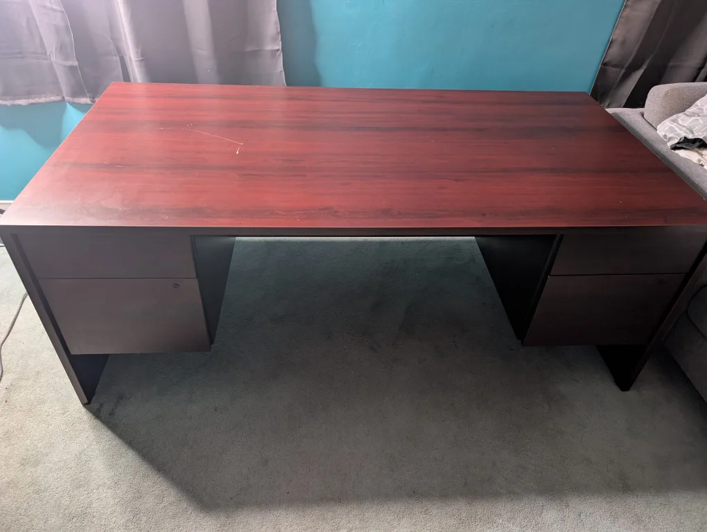 Large Brown Desk with 4Drawers image indicator(8)