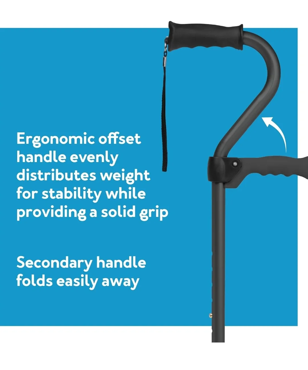 Carex Stand Assist Walking Cane - Secondary Flip Down Handle image indicator(3)