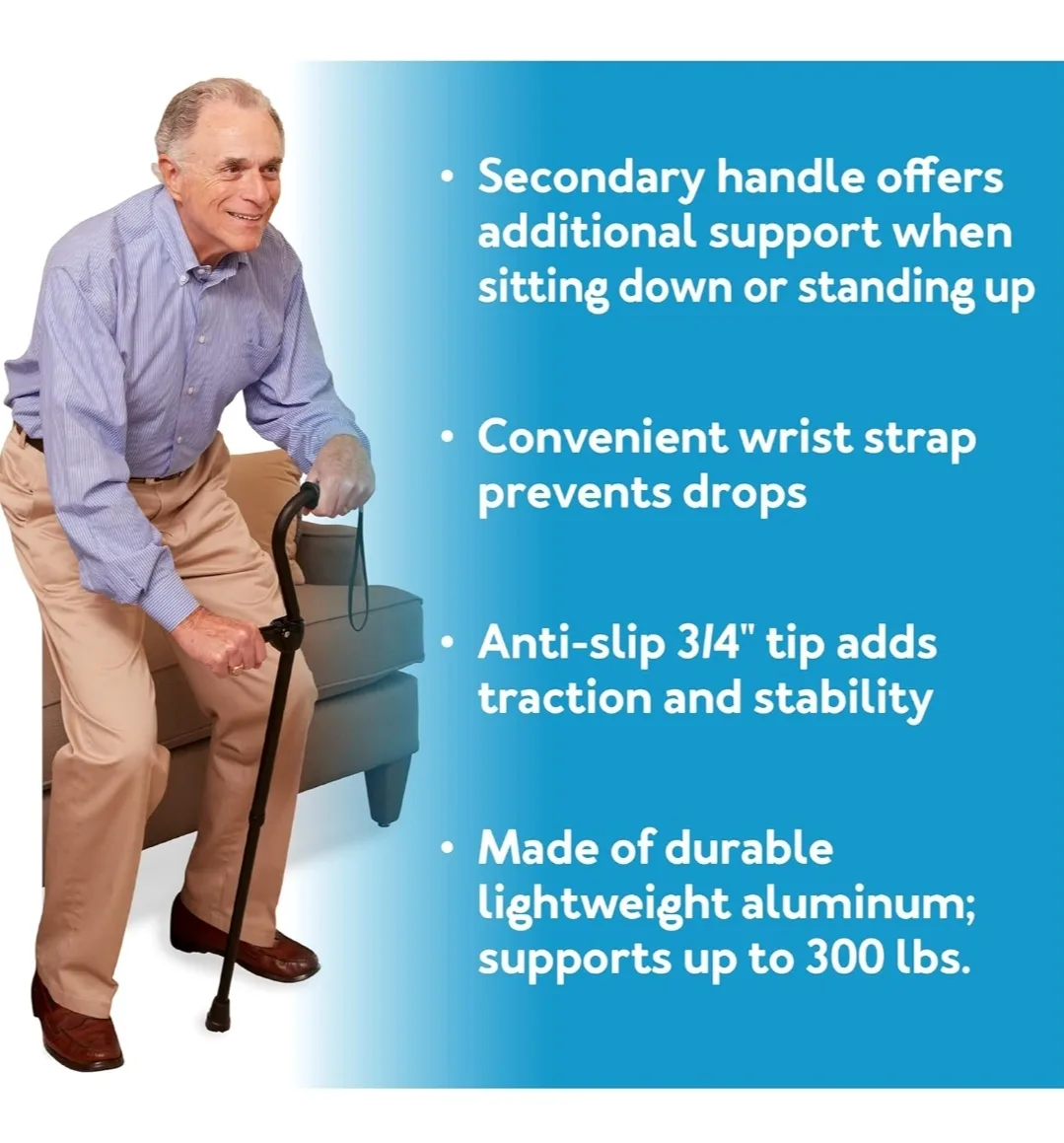 Carex Stand Assist Walking Cane - Secondary Flip Down Handle image indicator(4)