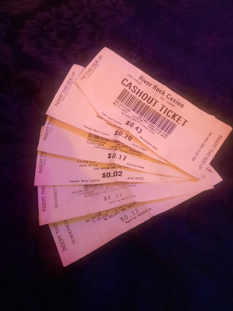 #freecycle River Rock Casino Cashout Tickets
