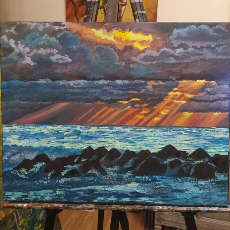 Original Ocean Sunset Painting image indicator(2)