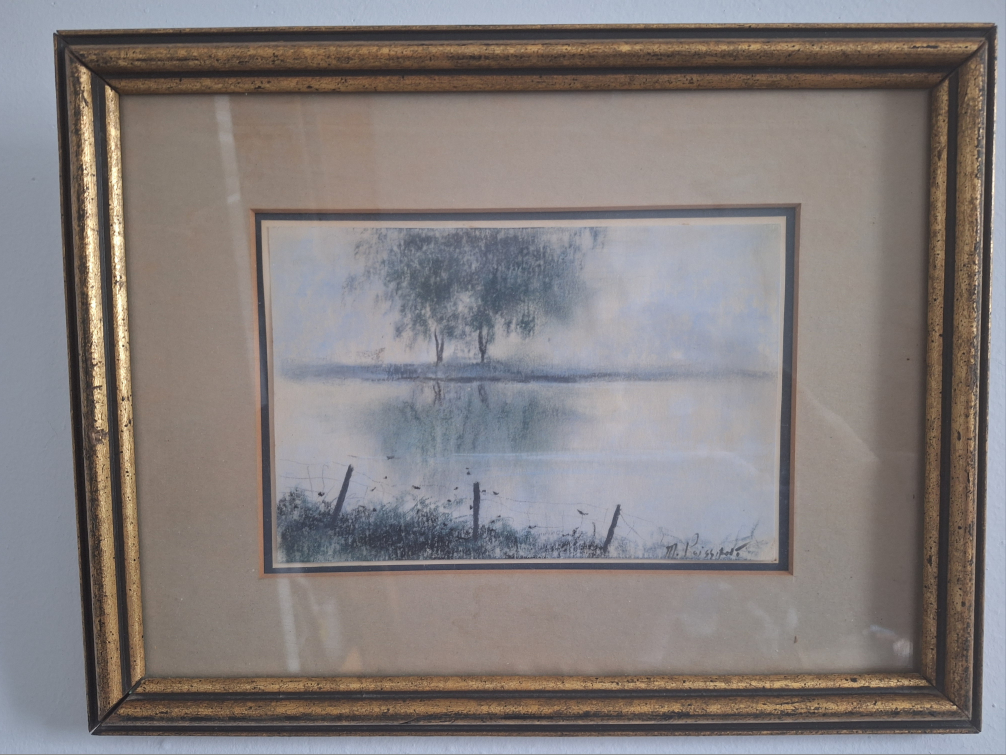 A Vintage Pair of  Watercolor Paintings by M. Poissant - photo 2