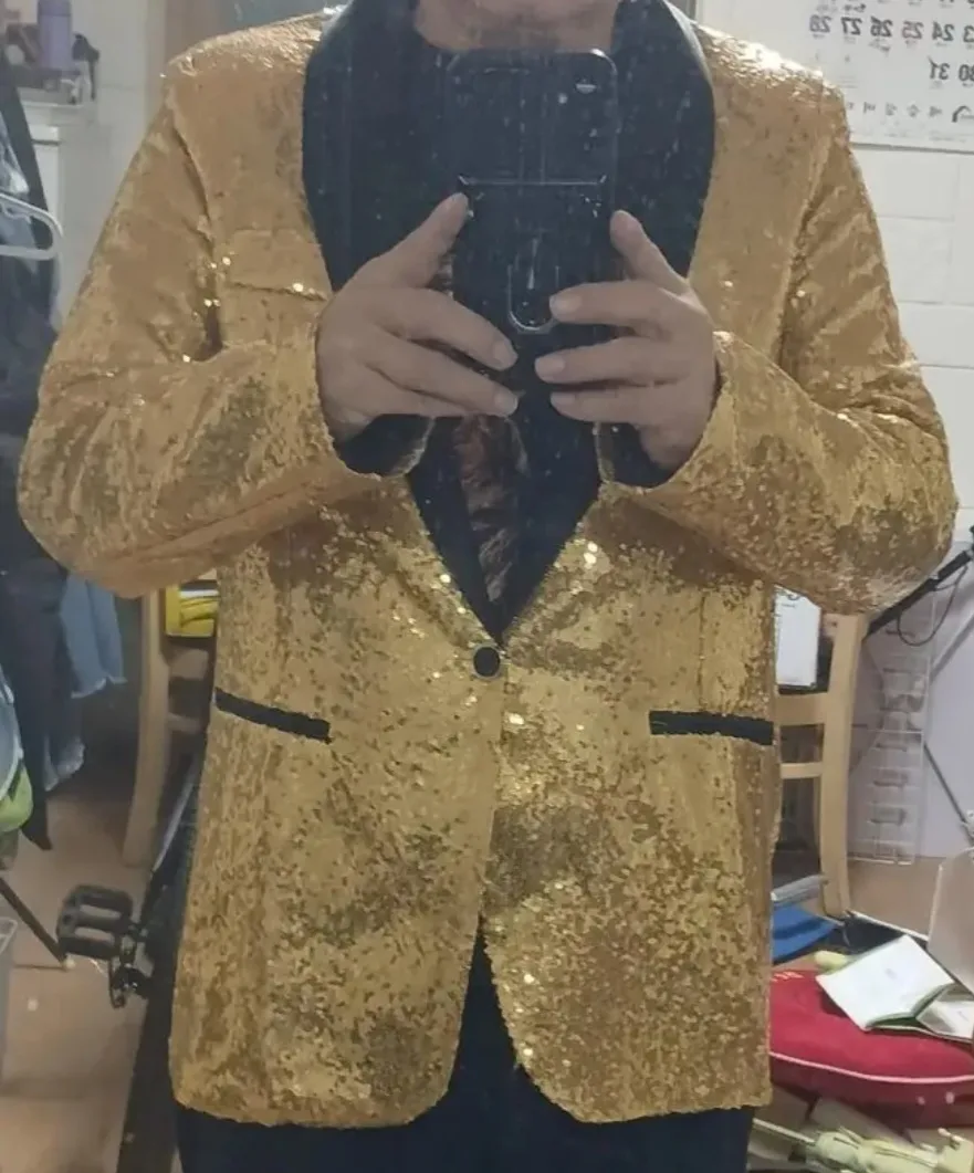 Gold Sequin Blazer Jacket