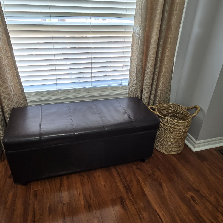 Brown Leather Storage Ottoman