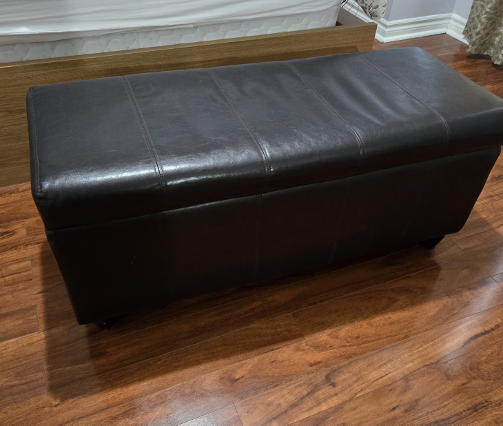 Brown Leather Storage Ottoman - photo 3