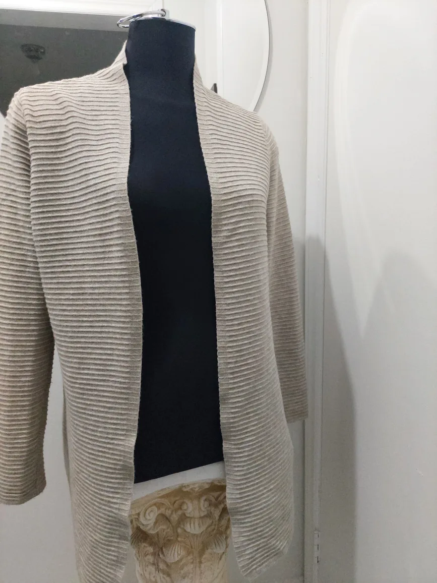 Women's Long Beige Cardigan Sweater Size M  #ThriftyPicks image indicator(3)