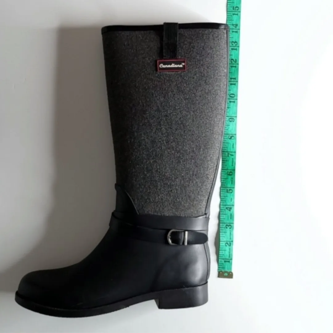 Canadiana Black & Grey Equestrian Style Rubber Boots image indicator(8)