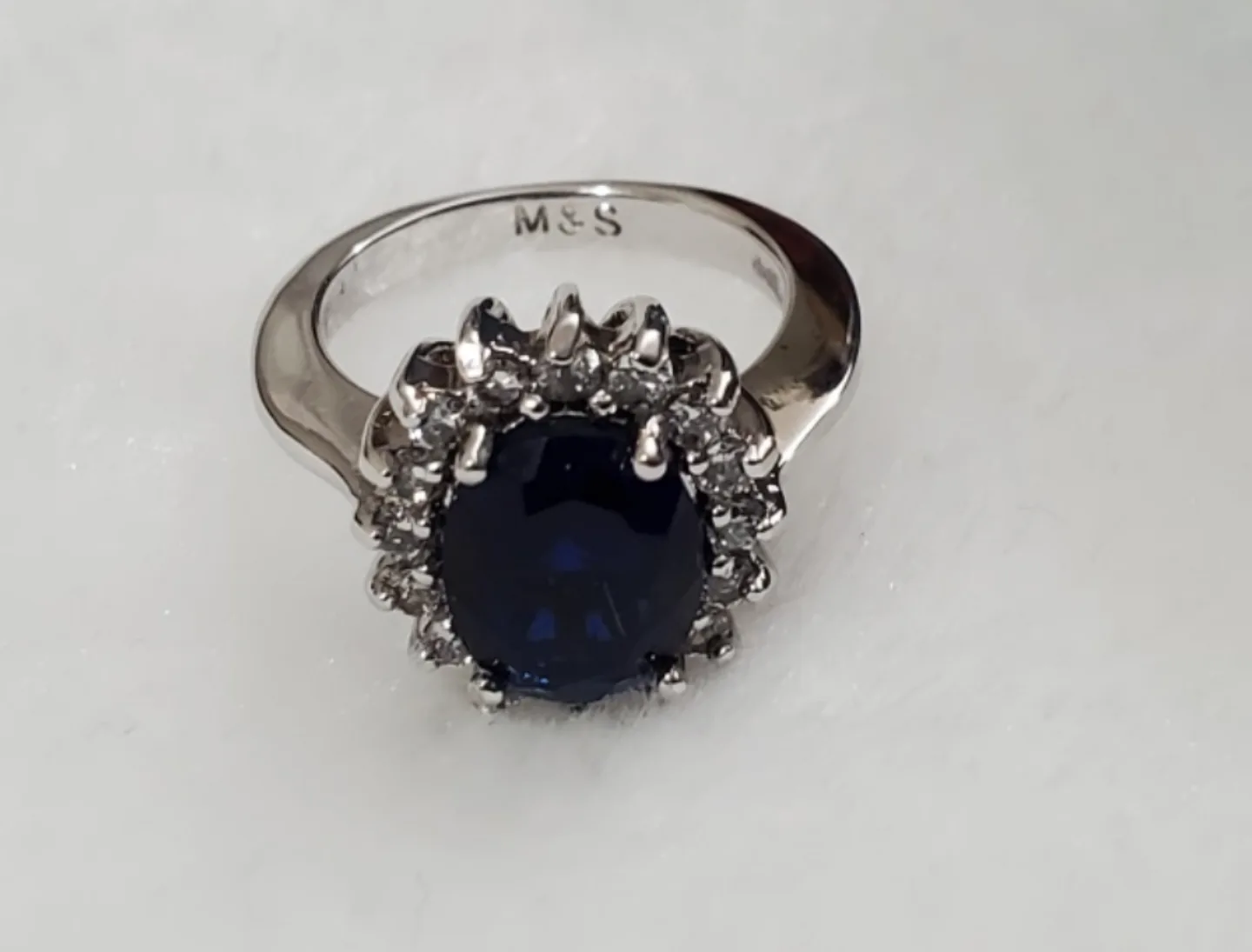 M&S Platinum Plated Blue Sapphire Ring image indicator(3)