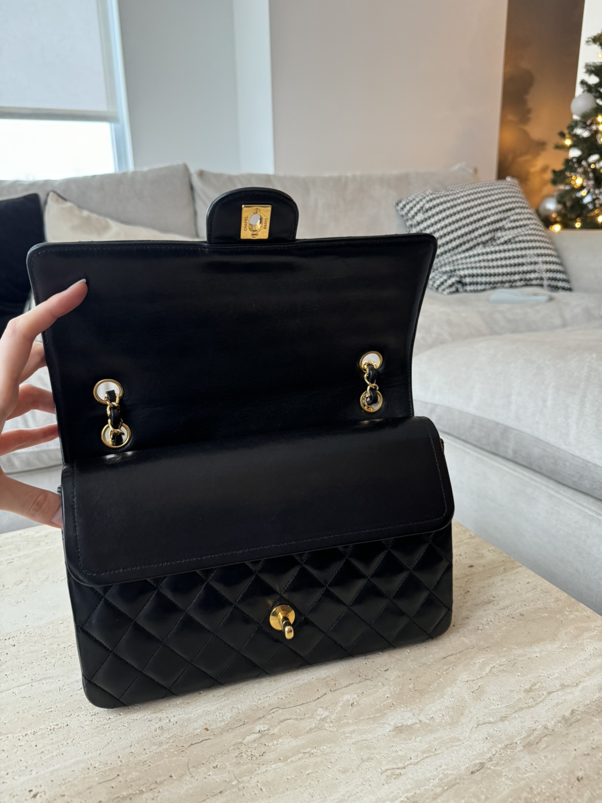 Chanel double classic flap bag in lambskin 24k gold hardware - photo 3