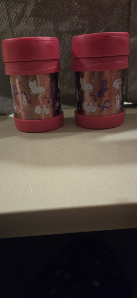 Two Thermos Food Jars with Cat Design