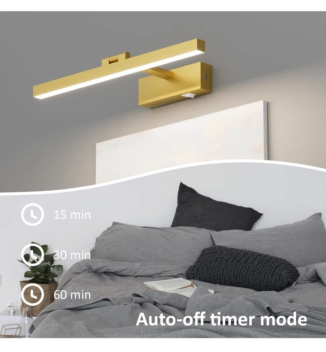 Gold Picture Light with Remote, USB Rechargeable image indicator(5)