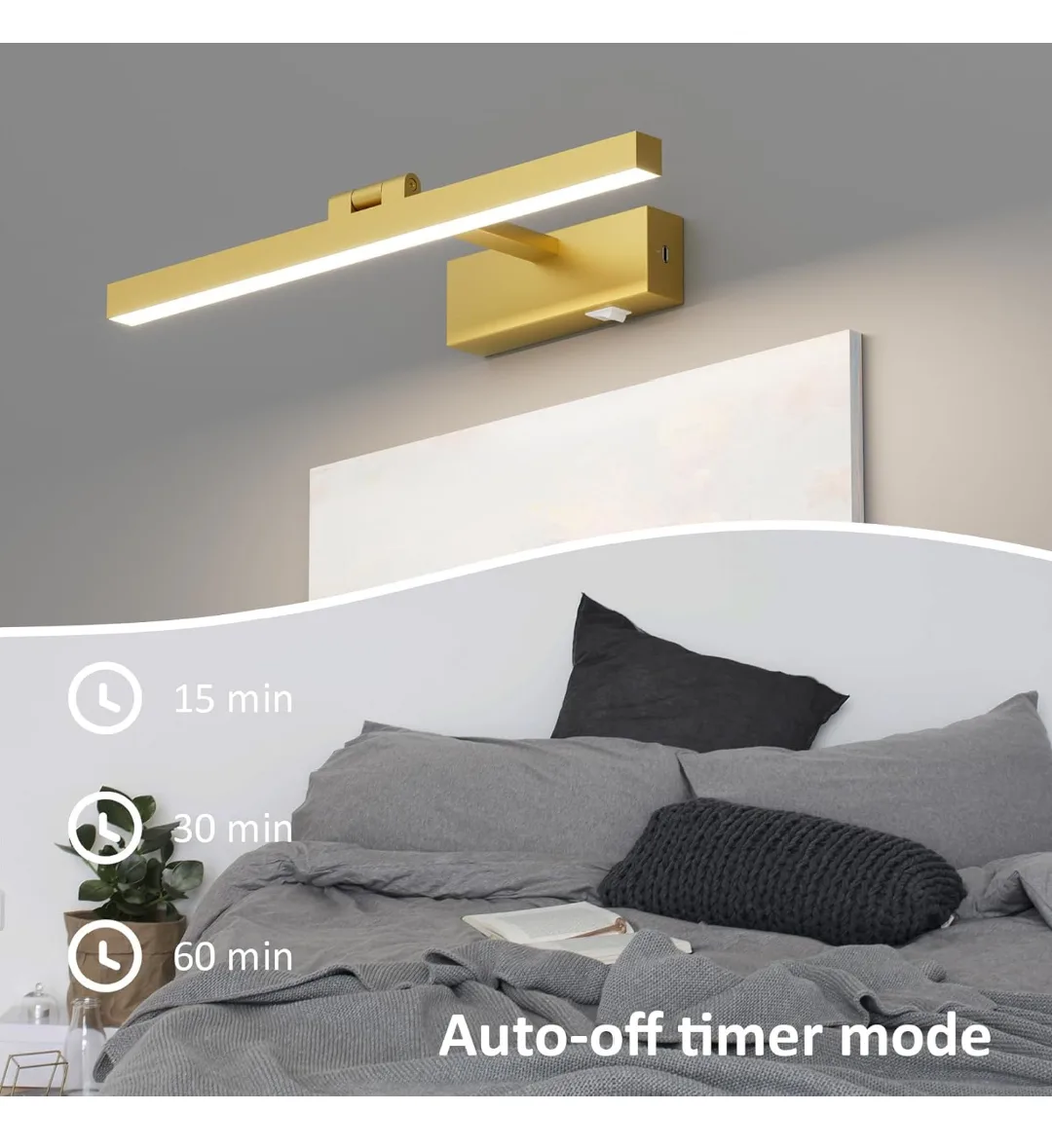 Gold Picture Light with Remote, USB Rechargeable image indicator(6)