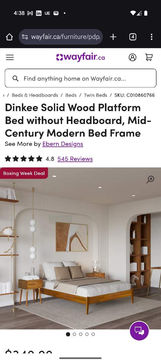 Solid wood Queen Platform Bed Frame