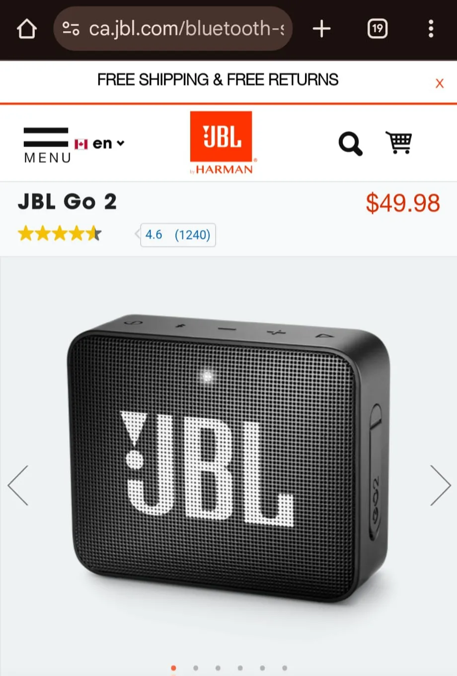 JBL Go 2 Waterproof Portable Bluetooth Speaker thumbnail