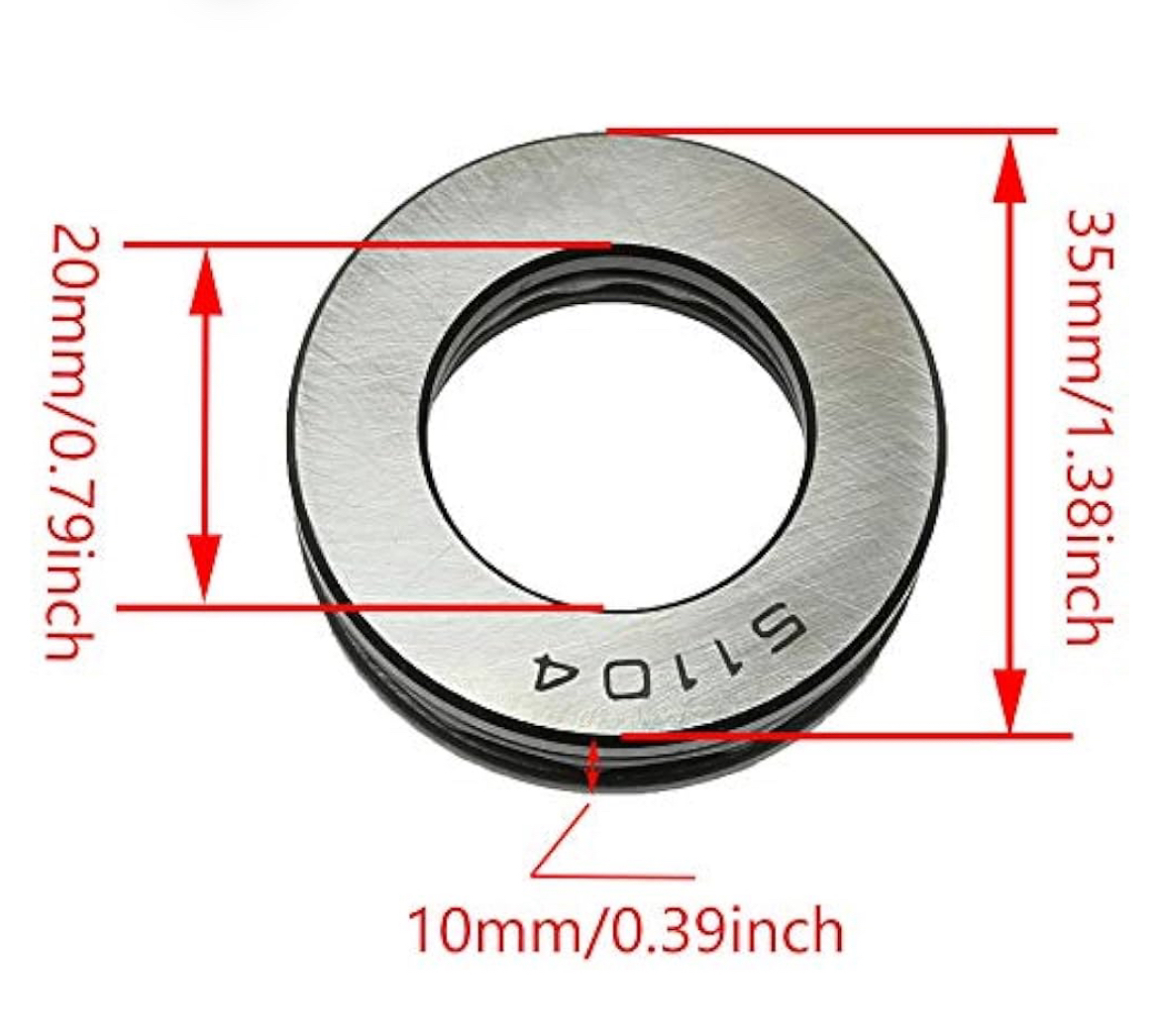 51104 Thrust Ball Bearing 2PCS 20x35x10mm Flat Single Row Roller