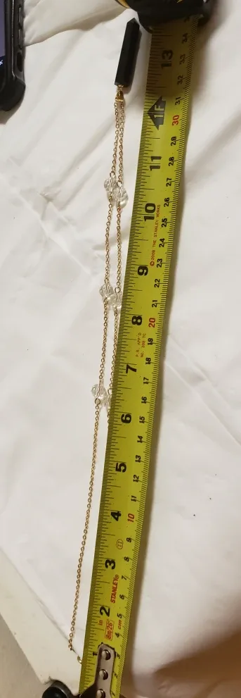 long Gold Chain Necklace with Black Pendant image indicator(3)