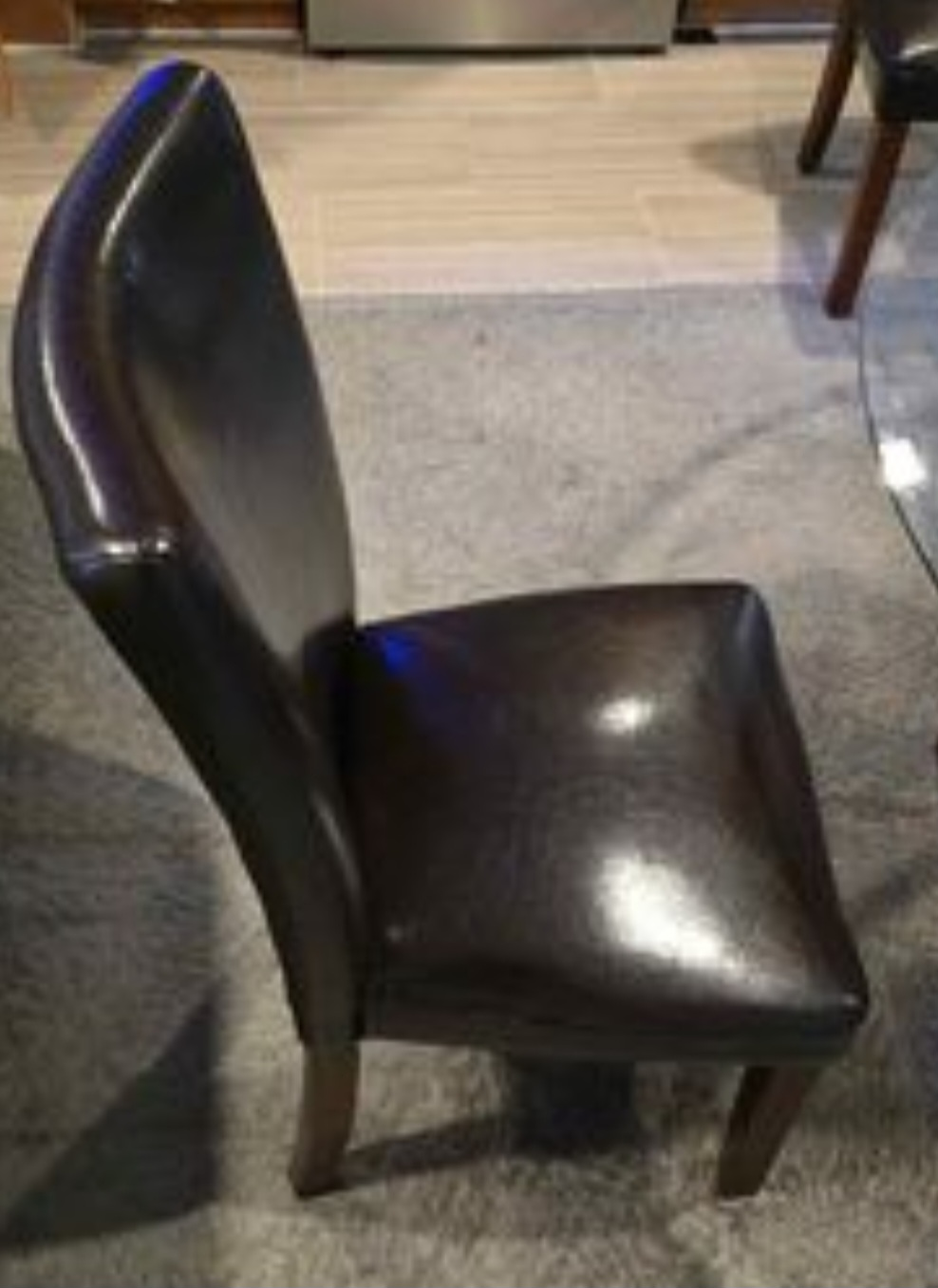 Round Table 4 Brown Leather Chairs - photo 5