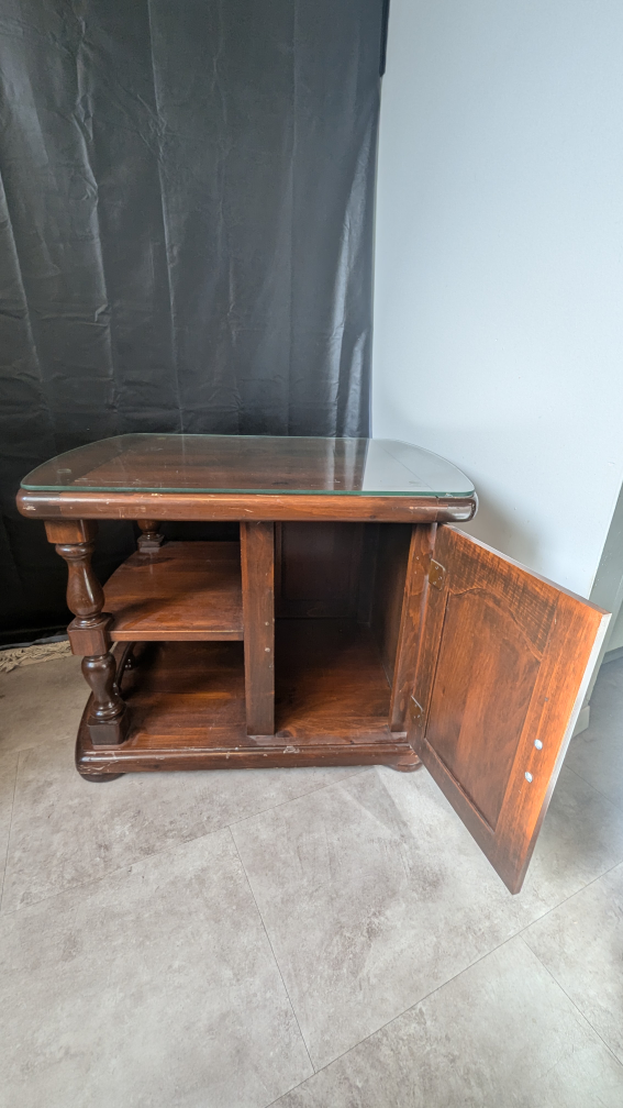Wooden End Table with Glass Top - photo 2