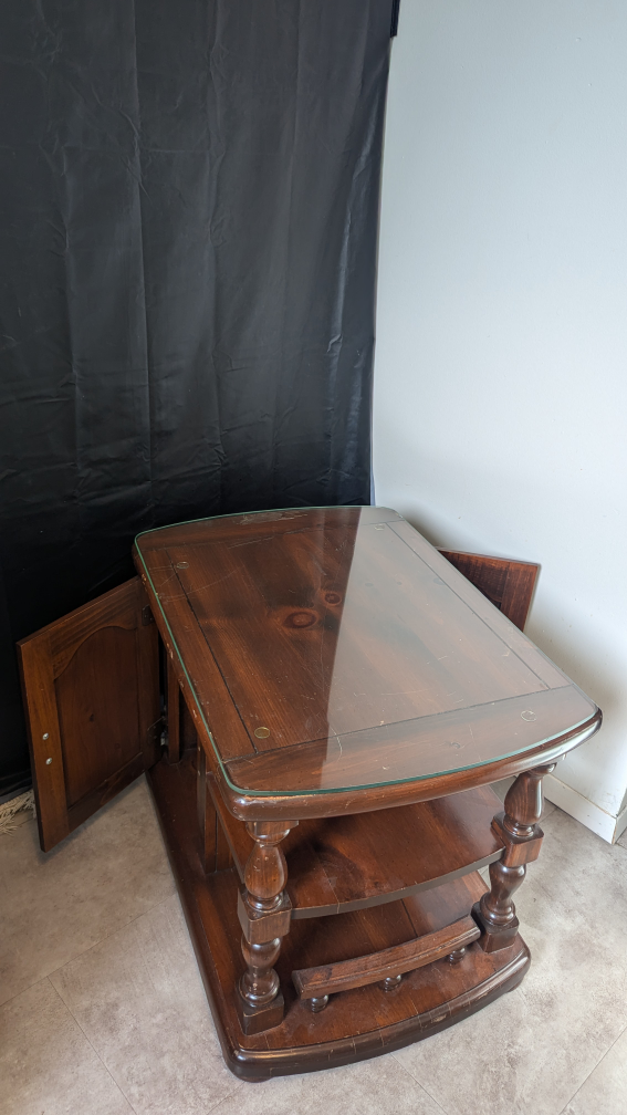 Wooden End Table with Glass Top - photo 3