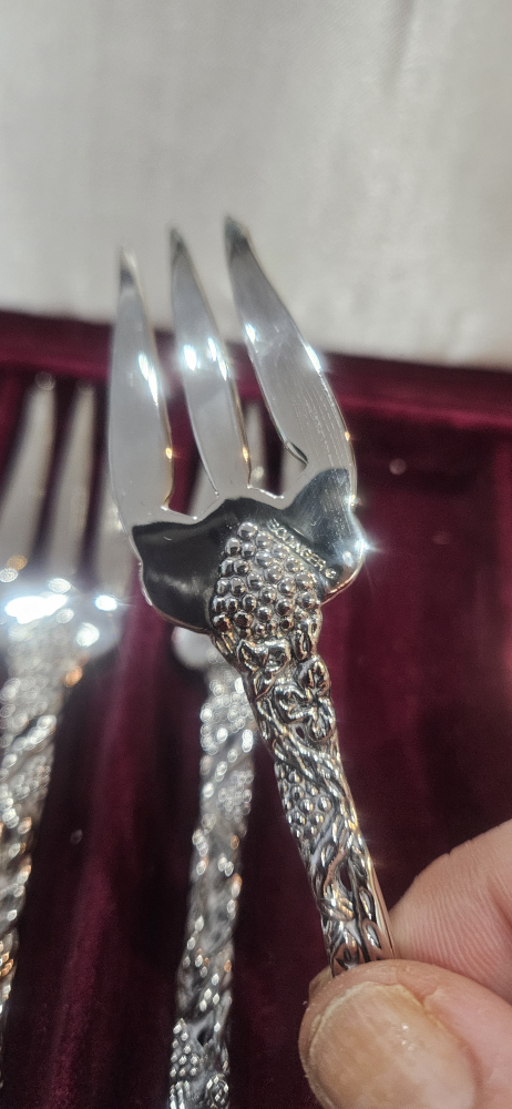 silver plate cocktail forks set of 6, by Neiman Marcus