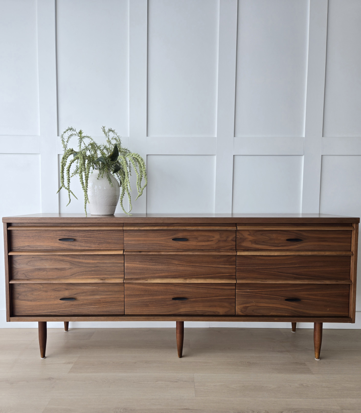 Walnut MCM Triple Dresser