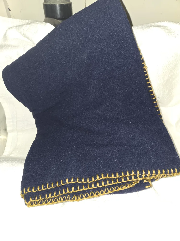 Navy Blue Fleece Blanket with Gold Trim image indicator(2)