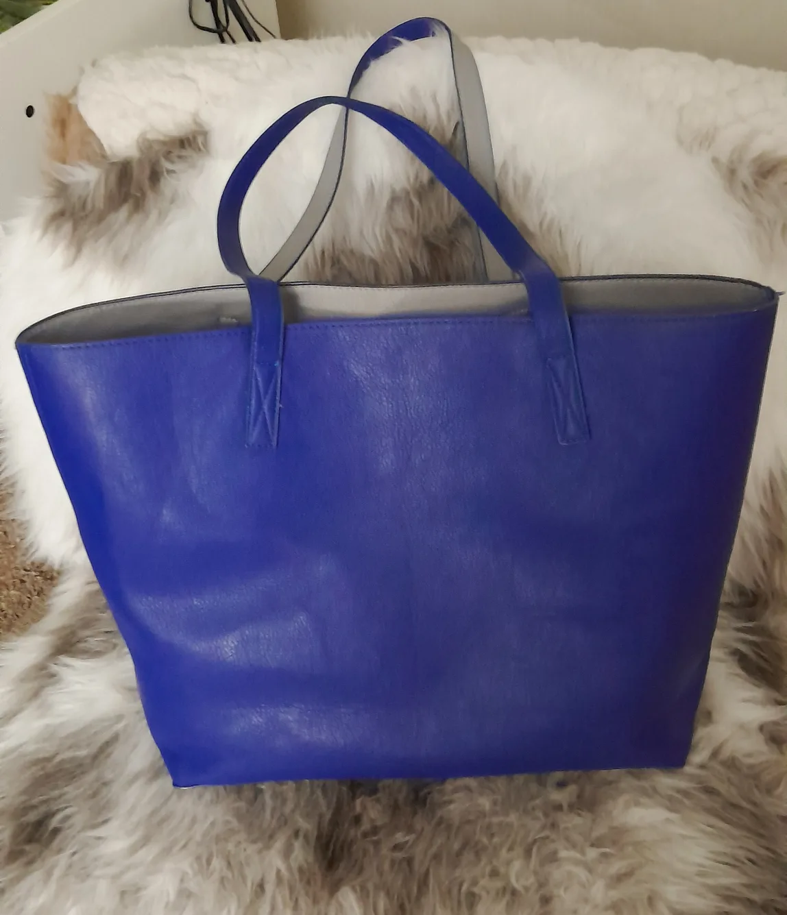 Blue leather look tote Bag thumbnail