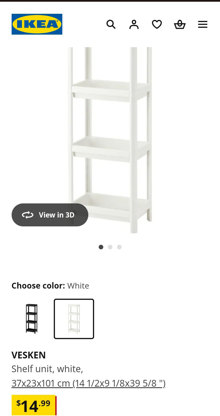 IKEA VESKEN Corner Shelf Unit, White