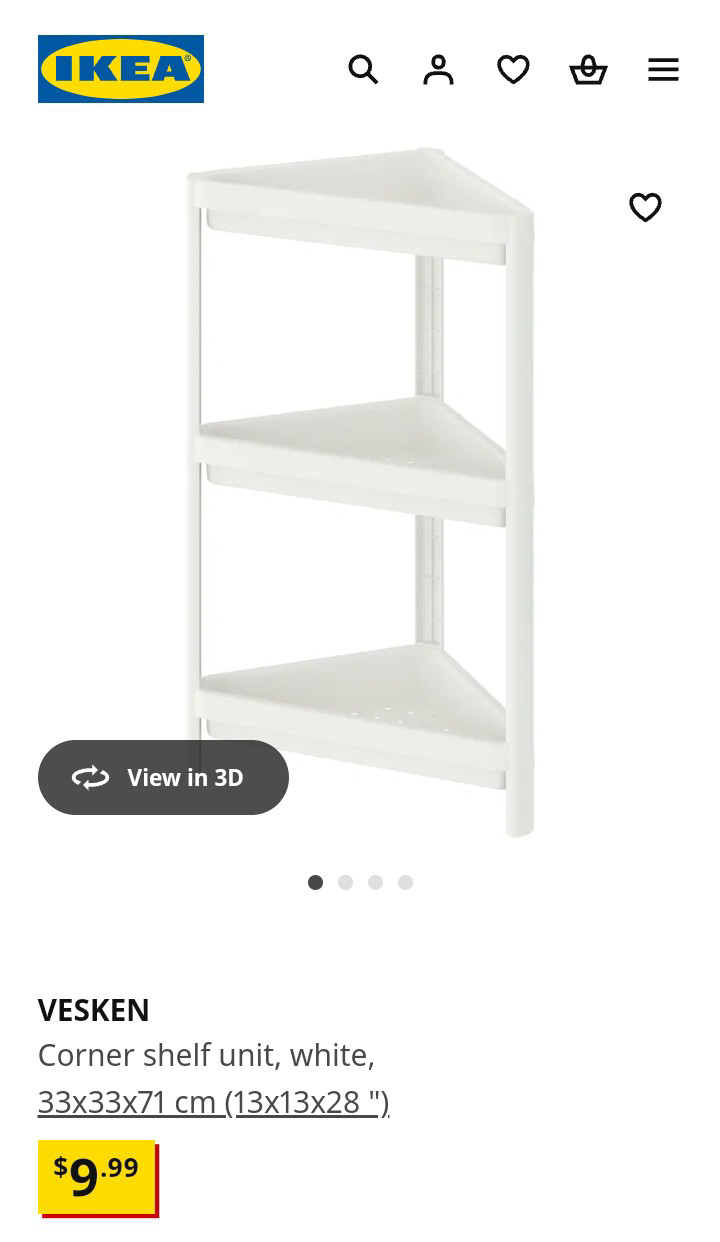 IKEA VESKEN Corner Shelf Unit, White - photo 3
