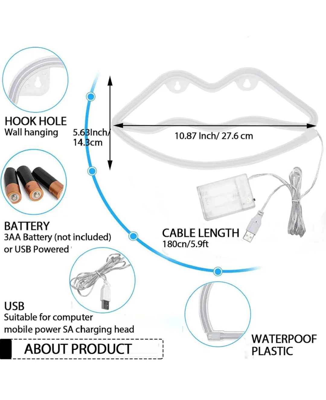 Pink Neon Lips Sign Light image indicator(4)