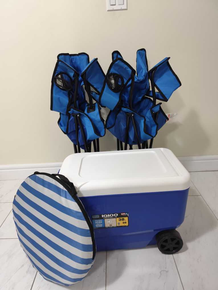 Igloo Cooler, Two Folding Chairs, and beach tent - photo 2