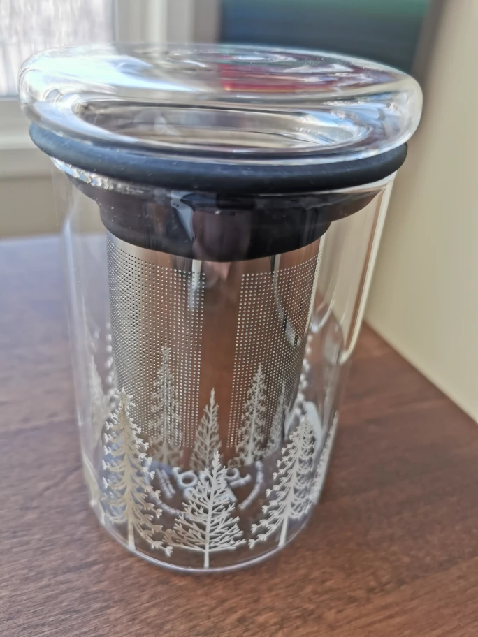 (NEW) Glass Tea or Coffee Mug with Infuser and Lid (13 oz) - photo 2